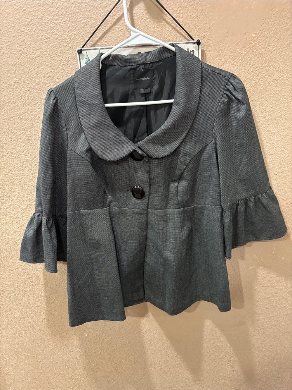 Vintage My Michelle, Charcoal Gray Cropped flared jacket, size Large